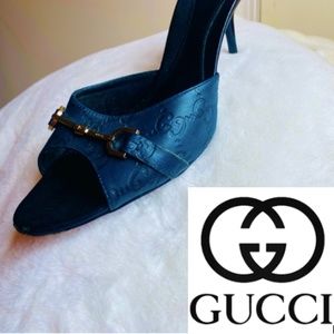 GUCCI GUCCISSIMA drk BLUE mules!